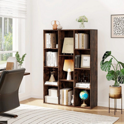 11 Cube Bookcase Contemporary Geometric Bookshelf Book Storage Organizer - image 1