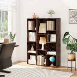 11 Cube Bookcase Contemporary Geometric Bookshelf Book Storage Organizer - thumbnail 1