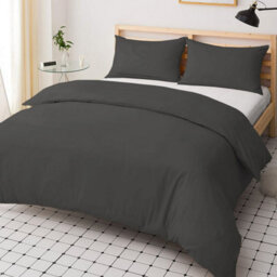 Ameha Single Duvet Cover Set Soft Microfiber 2-Piece Bedding Quilt Cover With Matching Pillowcase Charcoal Dark Grey(135X200Cm) - thumbnail 8