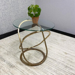 Kosy Koala Gold End Table With Glass Top And Chrome Legs, Modern Round Side Table For Living Room Or Bedroom - thumbnail 9