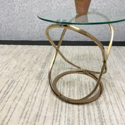Kosy Koala Gold End Table With Glass Top And Chrome Legs, Modern Round Side Table For Living Room Or Bedroom - thumbnail 8