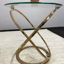 Kosy Koala Gold End Table With Glass Top And Chrome Legs, Modern Round Side Table For Living Room Or Bedroom - thumbnail 4