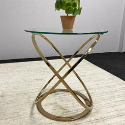 Kosy Koala Gold End Table With Glass Top And Chrome Legs, Modern Round Side Table For Living Room Or Bedroom - thumbnail 7