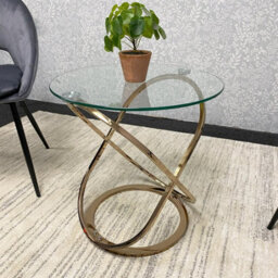 Kosy Koala Gold End Table With Glass Top And Chrome Legs, Modern Round Side Table For Living Room Or Bedroom - thumbnail 3
