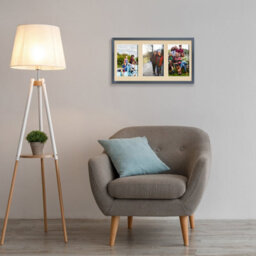 AK Frames 40X20Cm Dark Grey Sleek Multi Photo Frame With Ivory Mount - Holds 3 Apertures (3X) 6X4 Photos - thumbnail 3