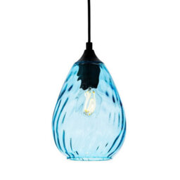 Luminosa Lighting Luminosa Soho Dome Pendant Matt Black With Aqua Decorative Glass 1Xe27
