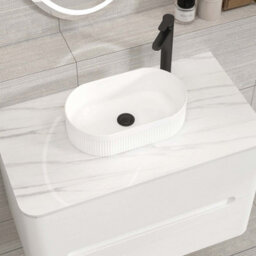 Royal Bathrooms Venice 800mm Gloss White Wall Mounted Bathroom Countertop Vanity Unit 2 Drawer With Lyon Basin - thumbnail 6