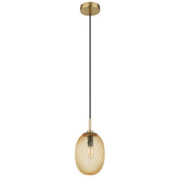 Luminosa Lighting Luminosa Devin Globe Pendant Ceiling Light Gold Colours Matt Amber Glass Shade 1X E14 - thumbnail 2