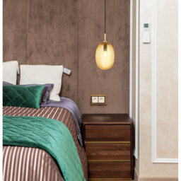 Luminosa Lighting Luminosa Devin Globe Pendant Ceiling Light Gold Colours Matt Amber Glass Shade 1X E14 - thumbnail 6