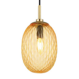 Luminosa Lighting Luminosa Devin Globe Pendant Ceiling Light Gold Colours Matt Amber Glass Shade 1X E14 - thumbnail 3