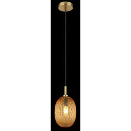Luminosa Lighting Luminosa Devin Globe Pendant Ceiling Light Gold Colours Matt Amber Glass Shade 1X E14 - thumbnail 4