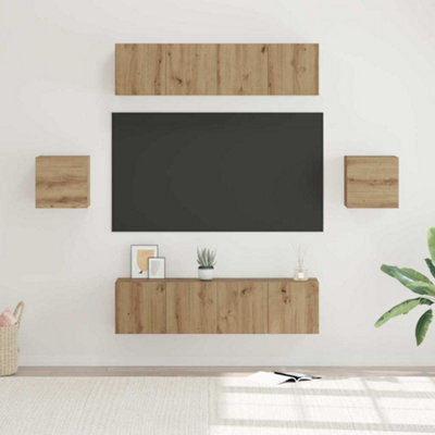Berkfield Tv Cabinet Set Wall-Mounted 6 Pcs Artisan Oak Engineered Wood - image 1