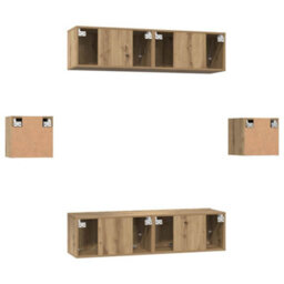 Berkfield Tv Cabinet Set Wall-Mounted 6 Pcs Artisan Oak Engineered Wood - thumbnail 9