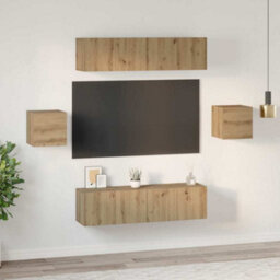 Berkfield Tv Cabinet Set Wall-Mounted 6 Pcs Artisan Oak Engineered Wood - thumbnail 4