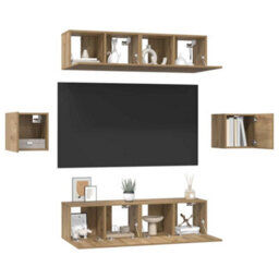Berkfield Tv Cabinet Set Wall-Mounted 6 Pcs Artisan Oak Engineered Wood - thumbnail 3