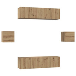 Berkfield Tv Cabinet Set Wall-Mounted 6 Pcs Artisan Oak Engineered Wood - thumbnail 2