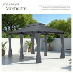 Tectake Gazebo Emine - 4 X 3 M, Double Roof System, 6 Side Panels, Water-Repellent 400 X 300 X 265 Cm - Anthracite - thumbnail 7