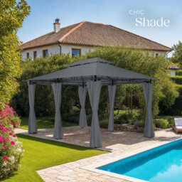 Tectake Gazebo Emine - 4 X 3 M, Double Roof System, 6 Side Panels, Water-Repellent 400 X 300 X 265 Cm - Anthracite - thumbnail 8