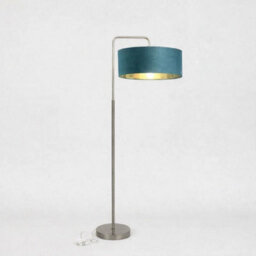 CGC Lighting Cgc Kyra Brushed Nickel Angled Floor Lamp With Teal 45Cm Velvet Lampshade - thumbnail 3