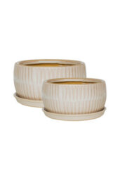Ivyline White Round Bonsai Planter Set Of 2 - thumbnail 1