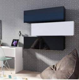Arte Calabrini Tv Cabinet: Sophisticated Black Gloss & Black Matt - W1000mm X H370mm X D430mm - thumbnail 3
