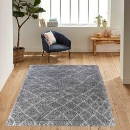 Moroccan Berber Shaggy Rugs Living Room Abstract Grey 80X150 Cm - thumbnail 3