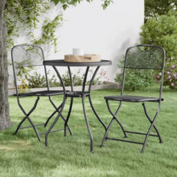 Berkfield Folding Garden Chairs 2 Pcs Expanded Metal Mesh Anthracite - thumbnail 1