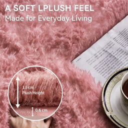 MCC Direct Faux Fur Extra Large Rectangular Area Rug Ultra-Soft Fluffy Carpet 160X230Cm Pink - thumbnail 2