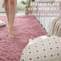 MCC Direct Faux Fur Extra Large Rectangular Area Rug Ultra-Soft Fluffy Carpet 160X230Cm Pink - thumbnail 4