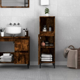Berkfield Bathroom Cabinet Smoked Oak 30X30X100 Cm Engineered Wood - thumbnail 3