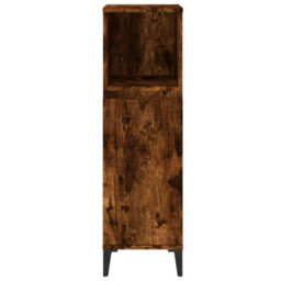 Berkfield Bathroom Cabinet Smoked Oak 30X30X100 Cm Engineered Wood - thumbnail 7