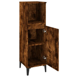 Berkfield Bathroom Cabinet Smoked Oak 30X30X100 Cm Engineered Wood - thumbnail 6