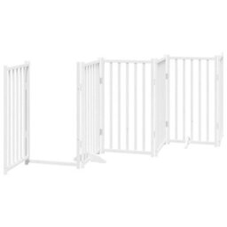 Walplus White Dog Gate With Door Foldable 9 Panels 450 Cm Poplar Wood - thumbnail 5