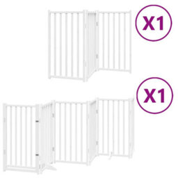 Walplus White Dog Gate With Door Foldable 9 Panels 450 Cm Poplar Wood - thumbnail 2