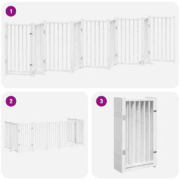Walplus White Dog Gate With Door Foldable 9 Panels 450 Cm Poplar Wood - thumbnail 6