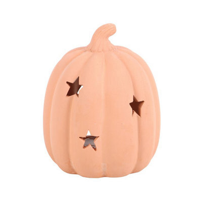 9Cm Terracotta Pumpkin Tealight Holder For Autumn & Halloween Decor - image 1