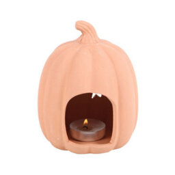 9Cm Terracotta Pumpkin Tealight Holder For Autumn & Halloween Decor - thumbnail 2