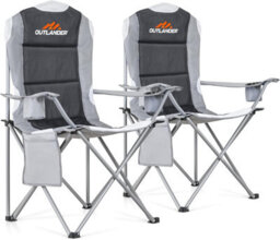 Vivo Grey  2 Pack Camping Chair Premium Padded Folding Outdoor Seats High Back - thumbnail 1