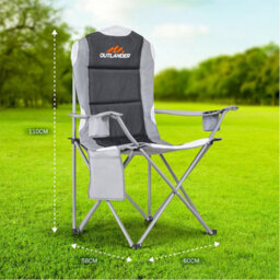 Vivo Grey  2 Pack Camping Chair Premium Padded Folding Outdoor Seats High Back - thumbnail 2
