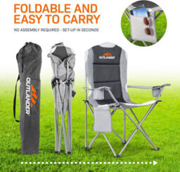 Vivo Grey  2 Pack Camping Chair Premium Padded Folding Outdoor Seats High Back - thumbnail 3