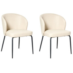Beliani Set Of 2 Dining Chairs Zana Faux Leather Light Beige - thumbnail 1