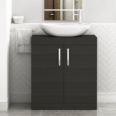 Royal Bathrooms Turin 600mm Freestanding Bathroom Vanity Unit With Sink 2 Door Hale Black & Cesar Countertop Basin - image 1
