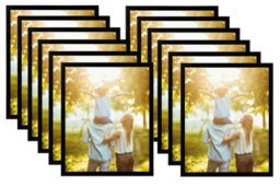 "Domkora 8 X 10"" Black Picture Frames Set Of 12 - Plastic Photo Frame Styrene Front - Portrait Landscape Wall Hanging Or Tabletop"
