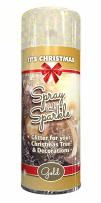 Gold Glitter Spray & Sparkle Christmas Tree Decorations 200Ml Xmas Bauble Mist
