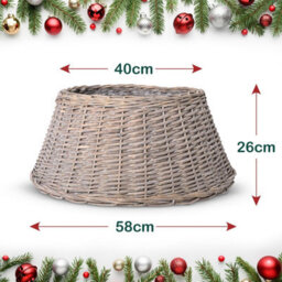 Olsen & Smith Natural Willow Christmas Tree Skirt, Rustic Wicker Xmas Tree Base Cover For Artificial Christmas Tree 26X58Cm - thumbnail 3