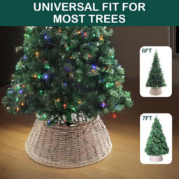 Olsen & Smith Natural Willow Christmas Tree Skirt, Rustic Wicker Xmas Tree Base Cover For Artificial Christmas Tree 26X58Cm - thumbnail 6
