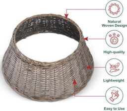 Olsen & Smith Natural Willow Christmas Tree Skirt, Rustic Wicker Xmas Tree Base Cover For Artificial Christmas Tree 26X58Cm - thumbnail 4