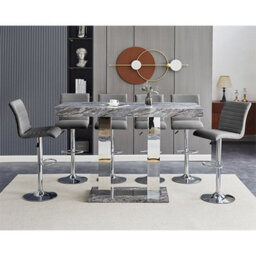 Furniture in Fashion Caprice Melange Effect Bar Table Large 6 Ripple Grey Stools - thumbnail 2