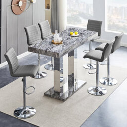 Furniture in Fashion Caprice Large Melange Effect Bar Table 6 Ripple Grey Stools