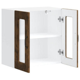 Berkfield Kitchen Wall Cabinet With Glass Door Kalmar Smoked Oak Engineered Wood - thumbnail 6